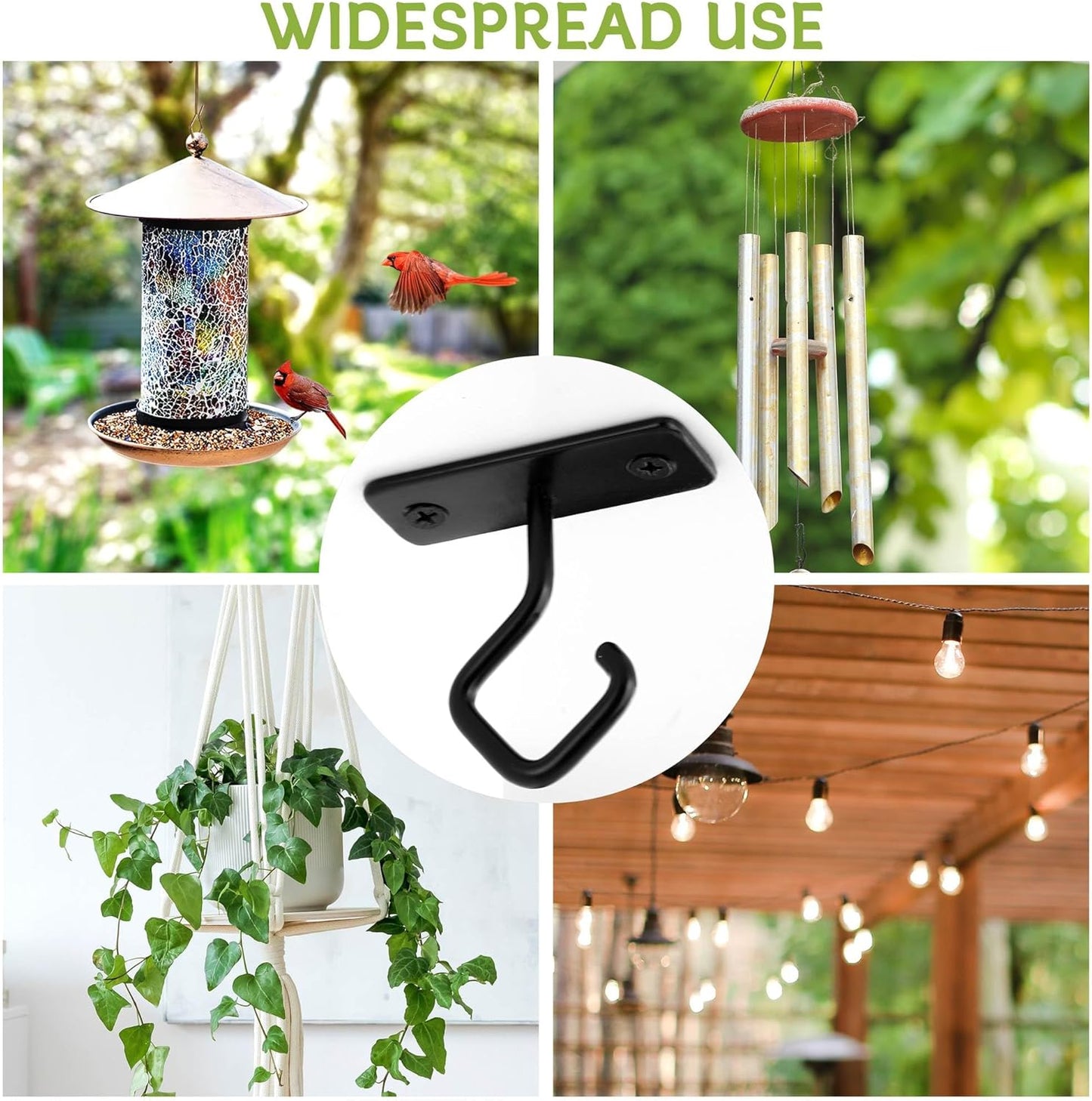 Ceiling Hooks for Hanging Plants: Iron Plant Bracket for Wall Mount - Metal Plant Hanger Indoor Hooks - 4 Pack