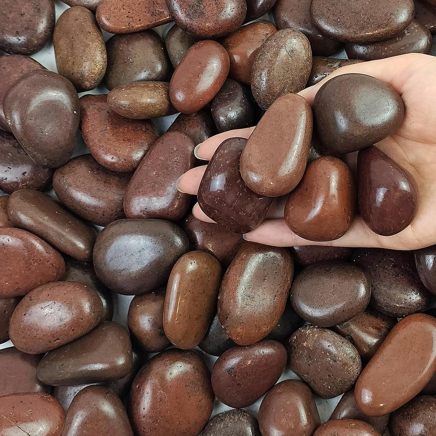 20 lbs Red River Rocks for Landscaping, 1-2 Inch Polished Pebbles for Indoor Plants, Decorative Rocks Stones for Plants, Vases, Aquariums, Fountains, Pathways, Backyard and Garden