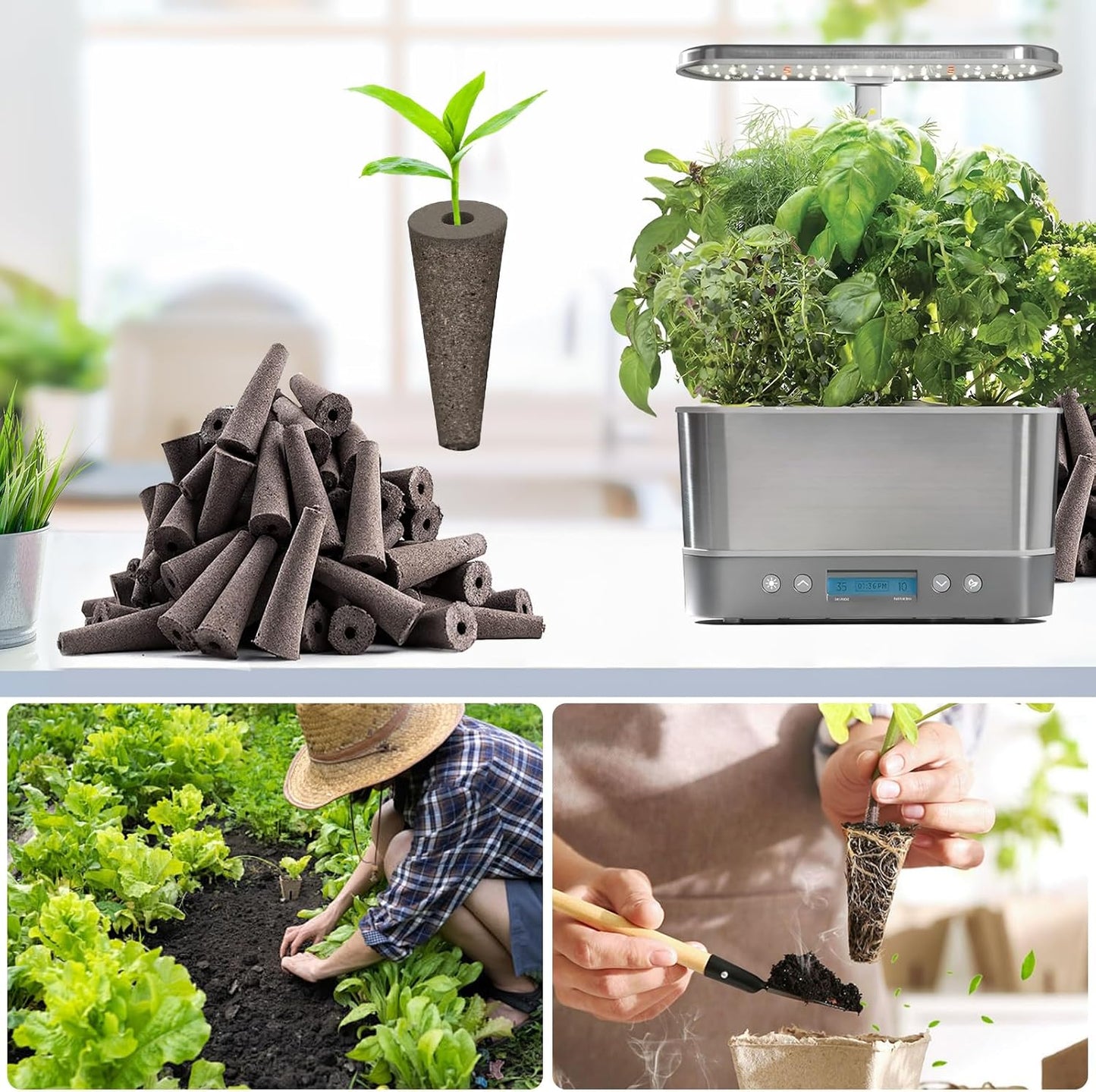 215 Pack Hydroponic Pods Supplies for Aerogarden Pods, Grow Sponges for Hydroponics, Seed Pods Kit with 100 Grow Sponges, 102 Pod Labels,12 Plant Labels, 1 Tweezer for Hydroponic Indoor Garden System