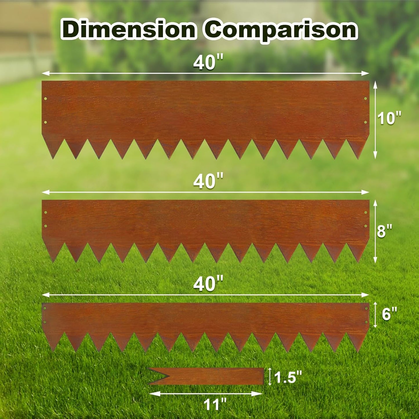 40" LX10 H Corten Steel Landscape Edging, 6 Pack Metal Landscape Edging, Landscape Edging with 7 Clips and Gloves for Lawn, Flower Bed, Yard (Rust-Colored)