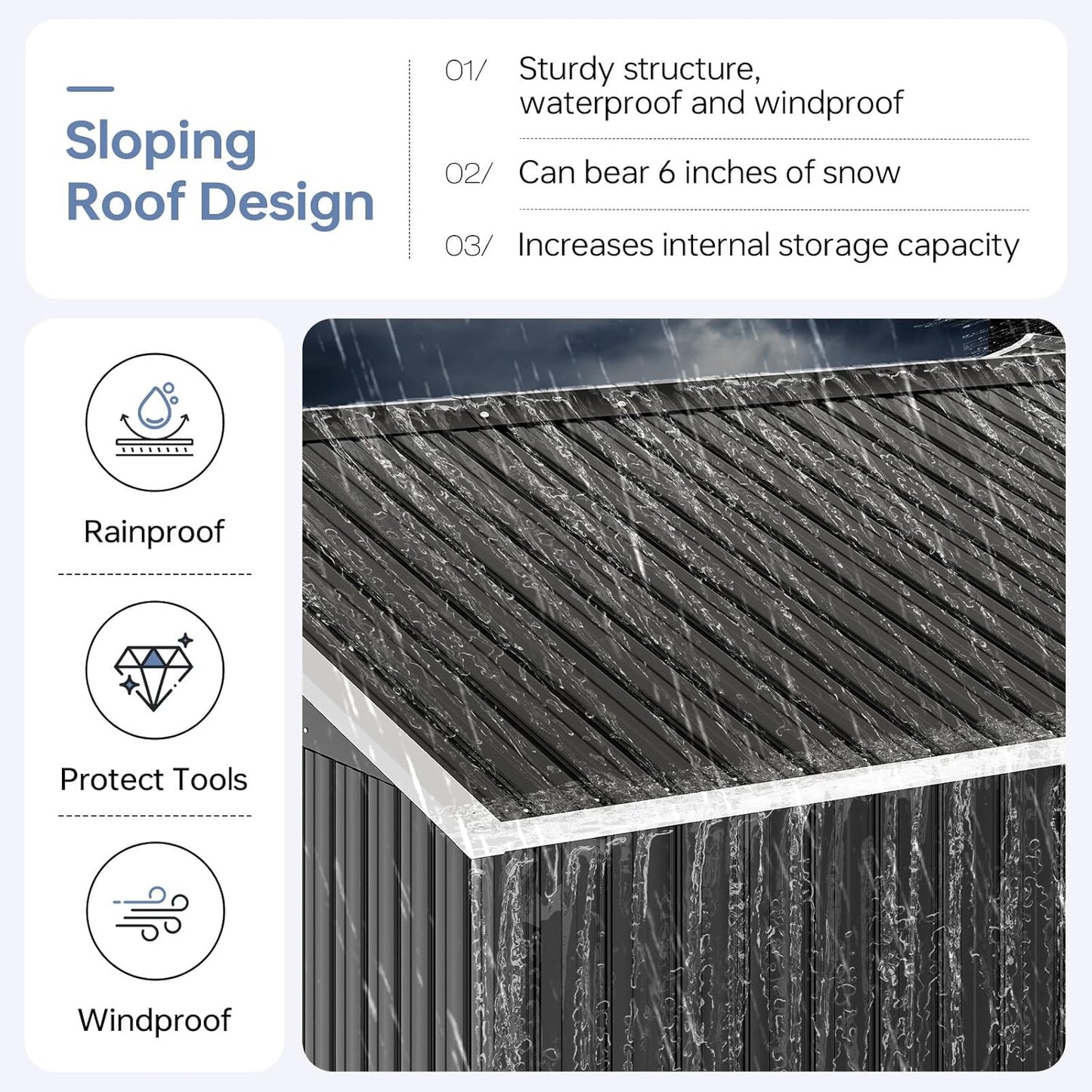 8x10 FT Outdoor Storage Shed, Utility Steel Tool Shed with Lockable Door and Air Vents, Galvanized Metal Shed for Garden Backyard Patio Lawn (8'x10', Black)