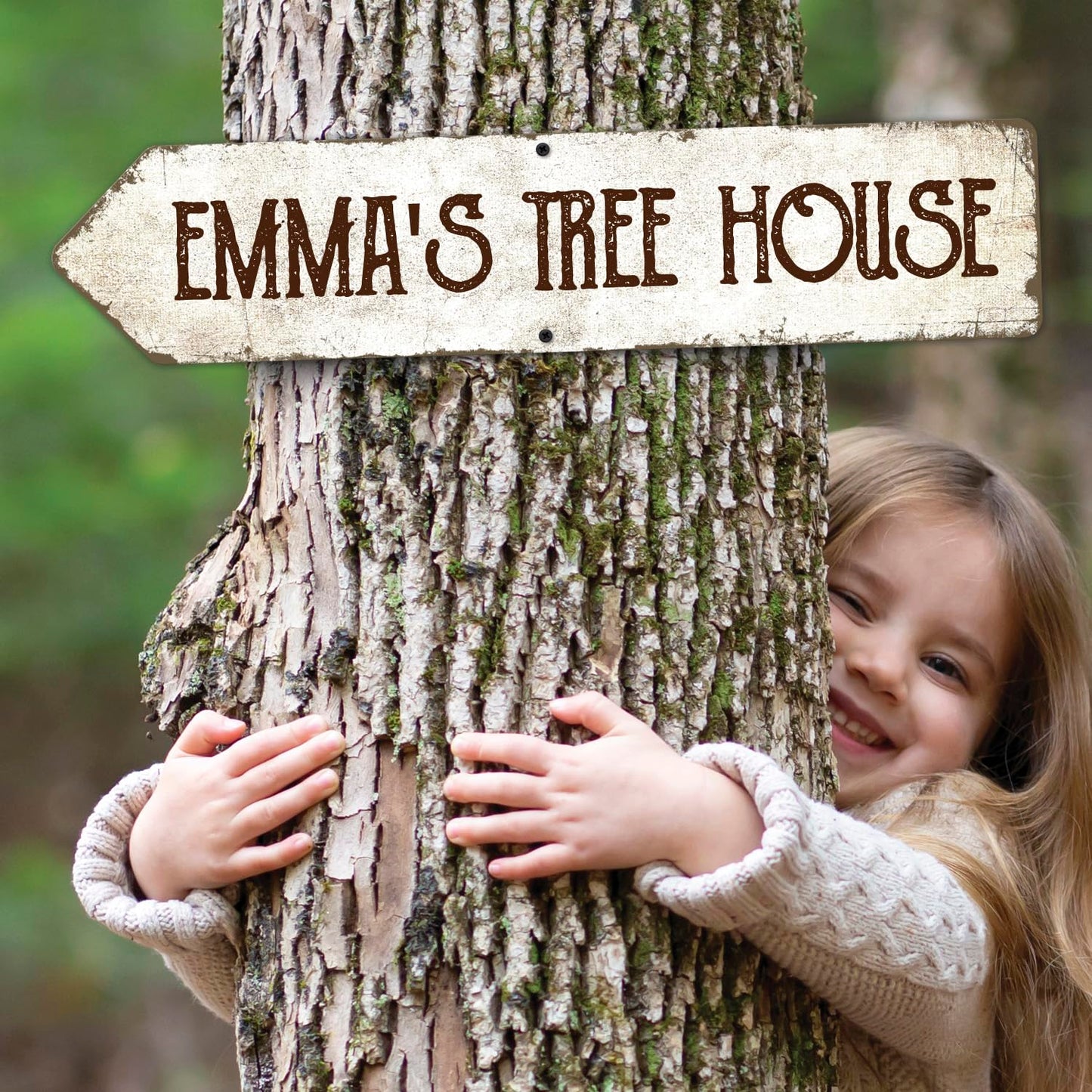 Rustic Custom Sign, Personalized Left Directional Metal Composite Street Sign for Indoor and Outdoor Use 4x18 Inches, ACM Made in The USA