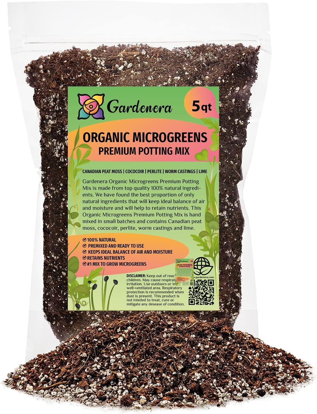 Organic Microgreens Premium Potting Mix: Optimal Air, Moisture, and Nutrient Control for Robust Microgreen Growth - 5 Quart