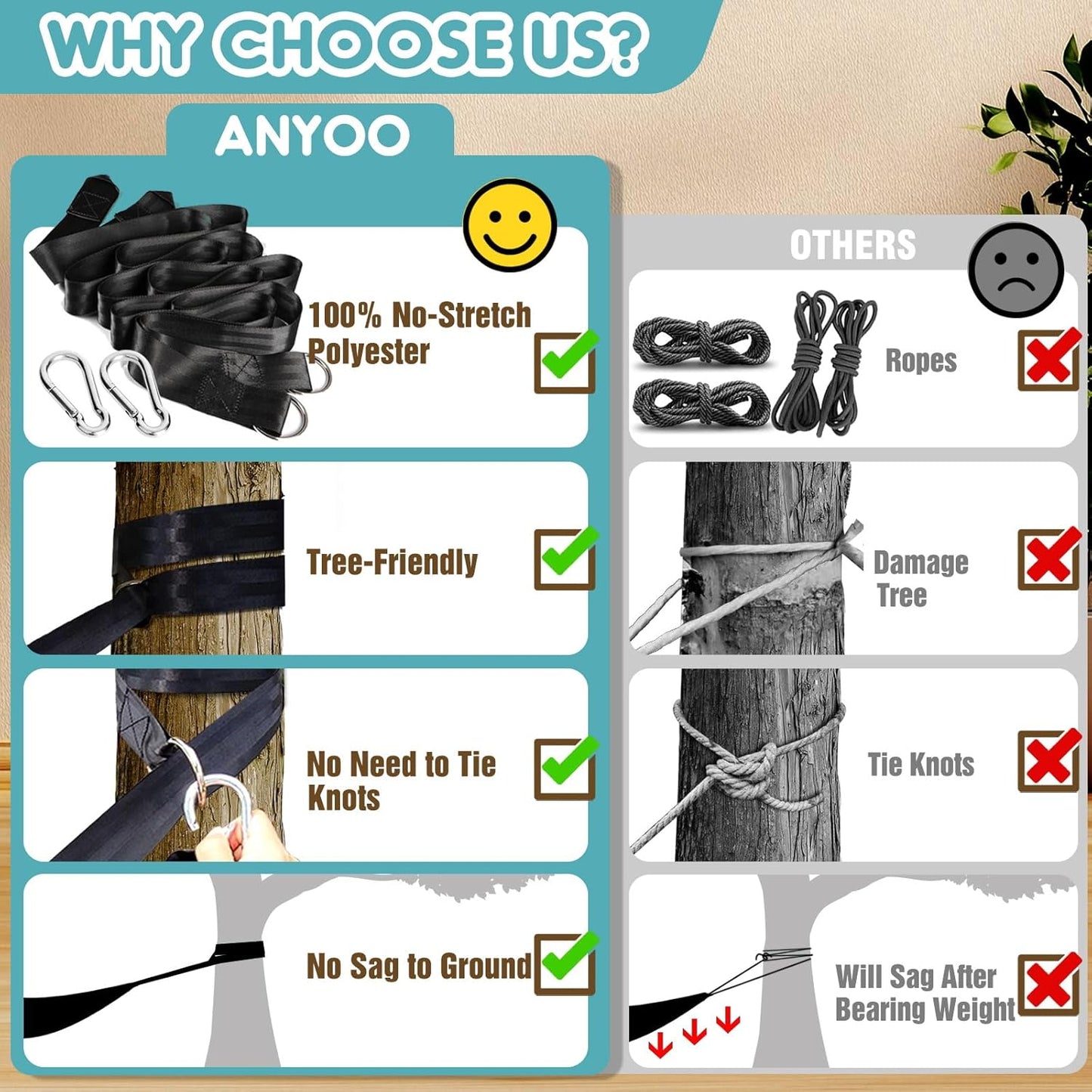 Anyoo Garden Cotton Hammock Comfortable Fabric Hammock with Spreader Bar Sturdy Hammocks Up to 450lbs Portable Lightweight Hammocks with Travel Bag for Camping Outdoor/Indoor Patio Backyard