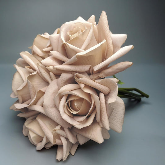 Artificial flower real touch roses feel and look realistic fake roses with stems, suitable for gift, for wife girlfriend mom friends, Indoor home table，cake, hotel, car ecoration (6, golden)