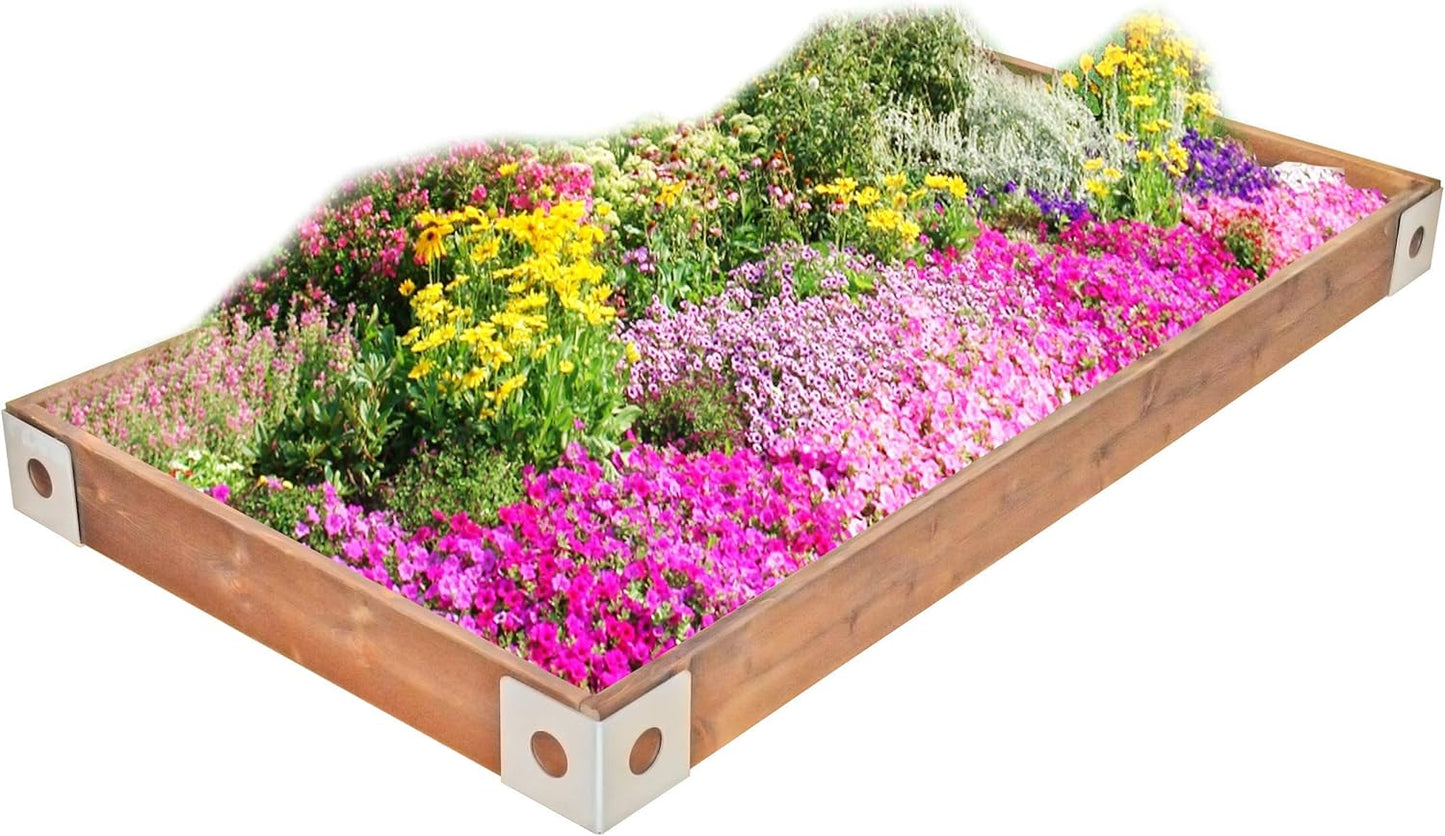 Red Cedar Wood Raised Vegetable Garden Bed - Amish Made in USA (5.5" Raised Bed with Decorative Corners, Cedar Stain)