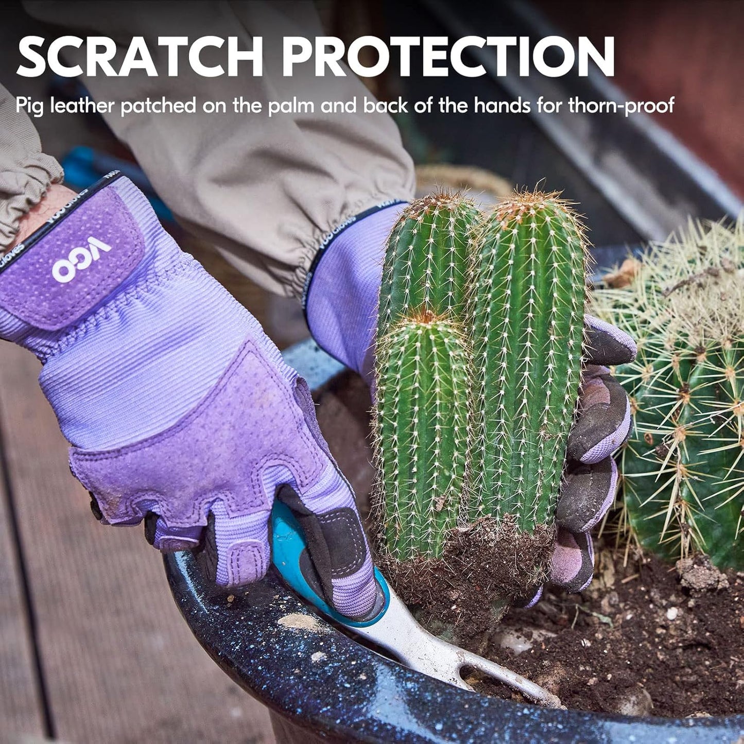 Vgo... Gardening Gloves Ladies,Safety Work Gloves,Touchscreen(Size L,Purple,SL7471)