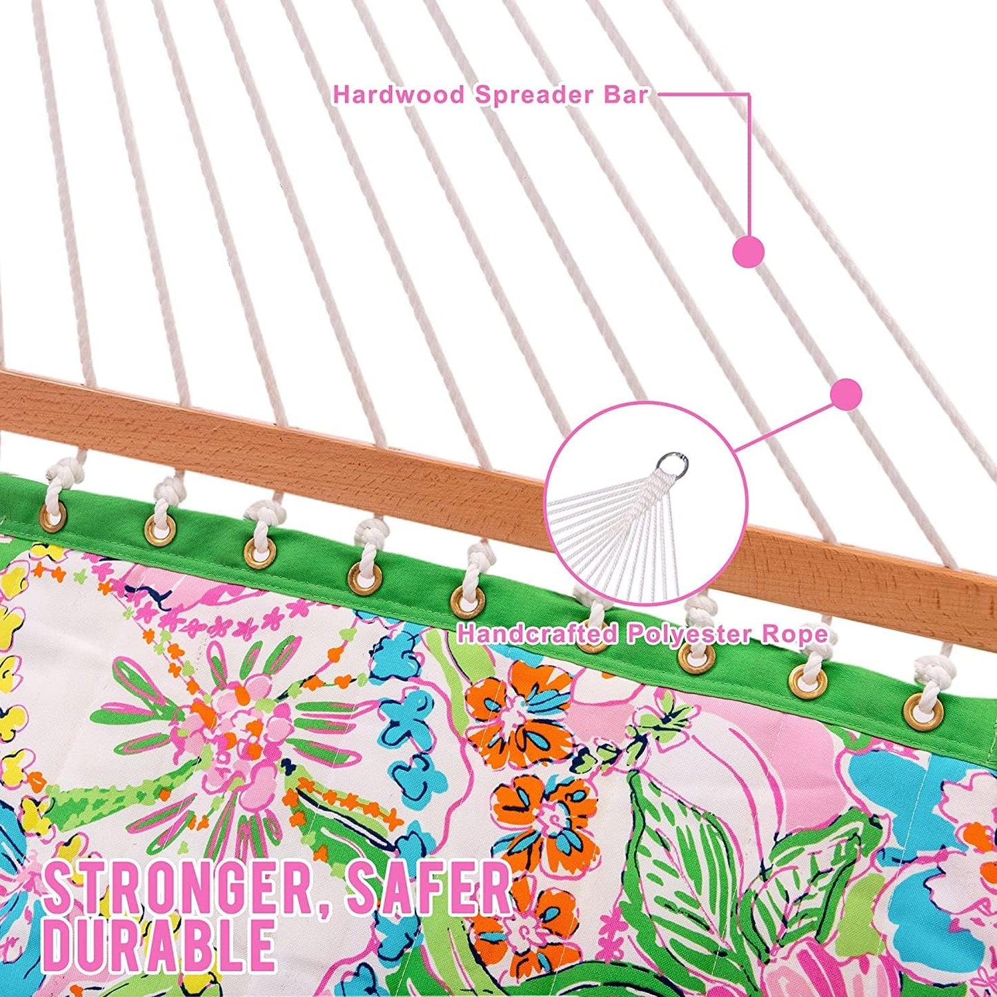 Lazy Daze Hammocks 12 FT Double Layered Quilted Fabric Hammock Swing with Pillow and Carrying Bag, Elegant Tassels and Spread Bar Heavy Duty Stylish for Two Person, Floral