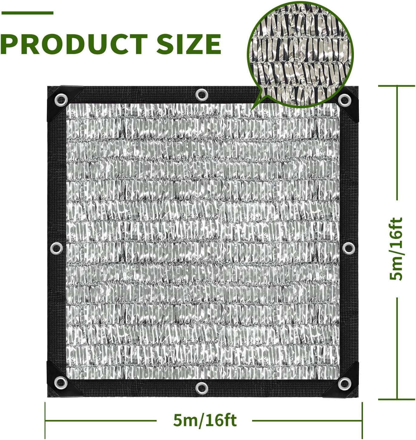 Shade Cloth-80% Aluminum Sunblock Neting,Durable Mesh Tarp with Grommets,Shade Cloth for Garden,Car, Outdoor Pergola,Greenhouse,Chicken Coop and Dog Kennel(Silver)