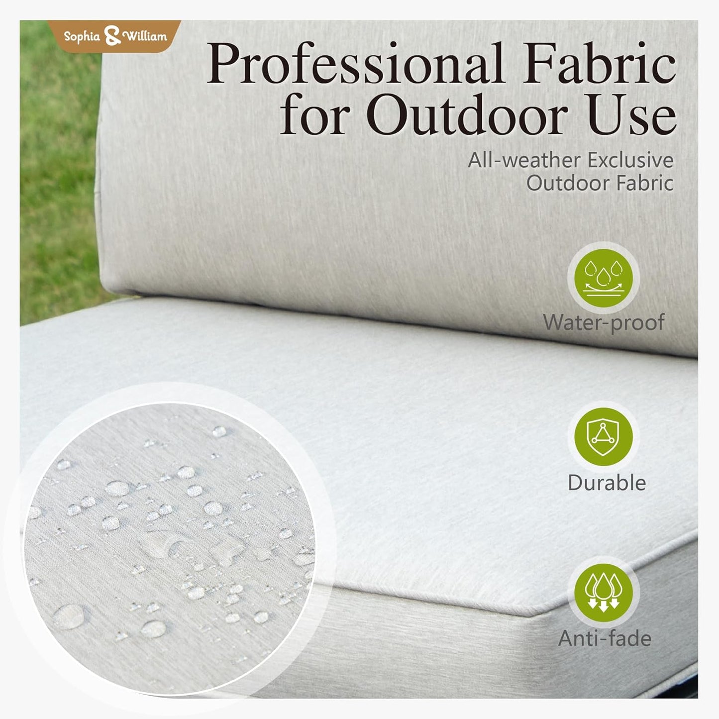 Sophia & William 7 Piece Outdoor Patio Furniture Set, Metal Sectional Sofa Patio Conversation Set with Cushions-2 x Single Sofa with Side Table, 2 x Single Chair, 2 x Loveseat, 1 x Tea Table