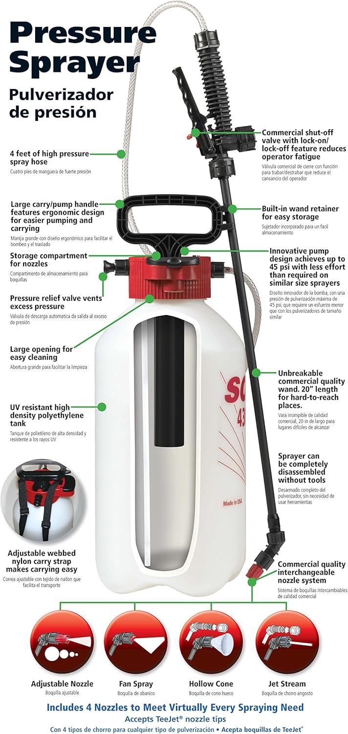 Solo 430-2G 2-Gallon Farm and Garden Sprayer with Nozzle Tips for Multiple Spraying Needs