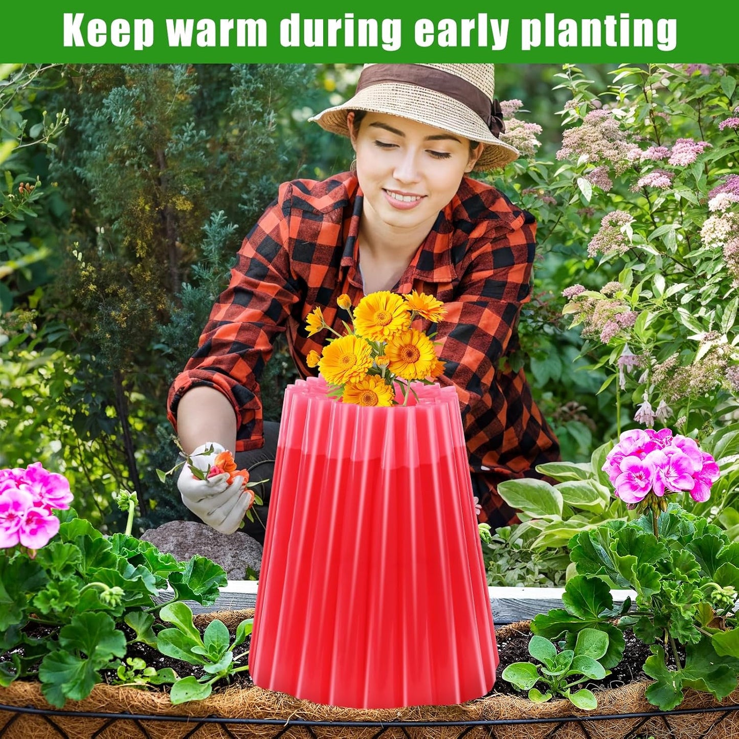 MJZ 5 Pack Walls of Water Plant Protectors, 18.3 x 18.3 Inch Reusable Wall of Water for Tomato Plants, Early Season Insulated Plant Protector Freeze Protection, Plant Covers for Winter Cold Weather