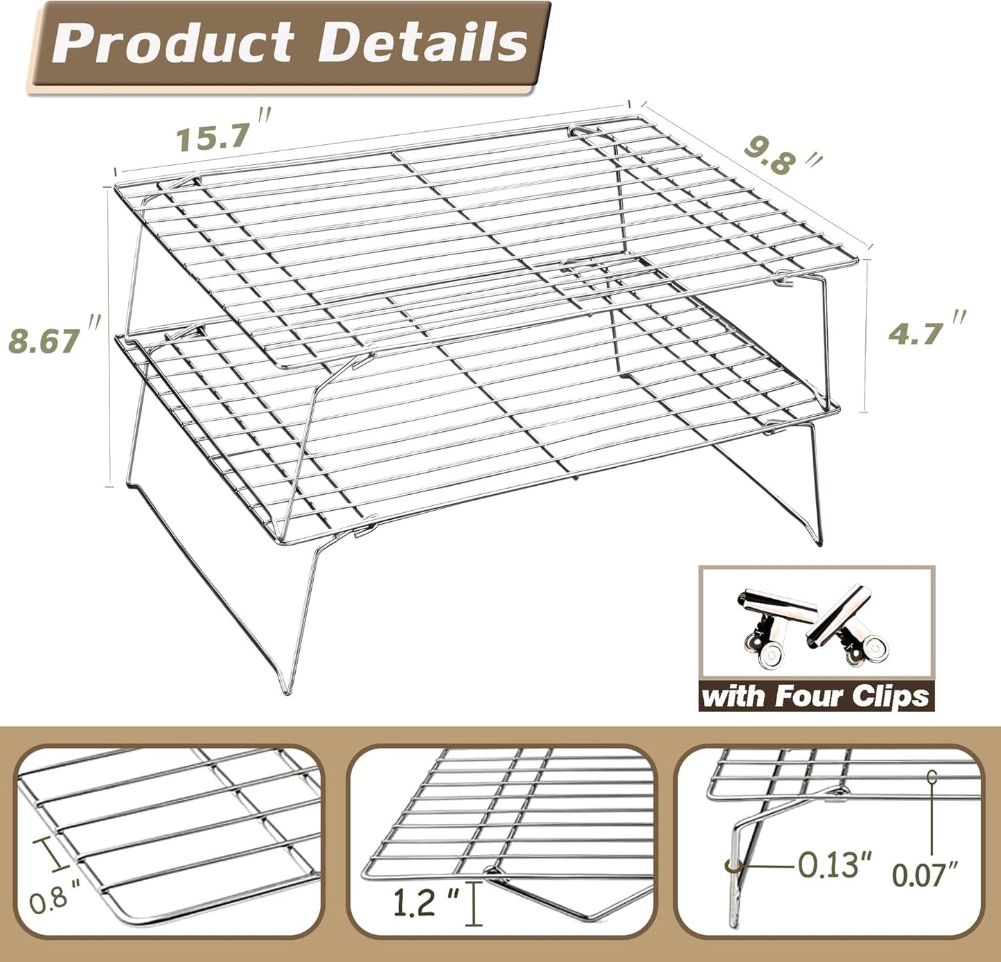 Sprouts Growing Rack 2-Tier 14 inch Shelf, Metal Foldable Plant Stand for Sprouting Tray Indoor, Seed Starting Tray Plant Shelf, Silver Rack for Kitchen Table Top Space Saving