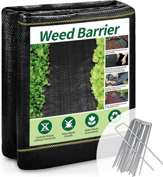 1.3ft x50ft Black Weed Barrier Landscape Premium Fabric-Heavy Duty Woven Ground Cloth with Superior Permeability Weed Control Convenient Design