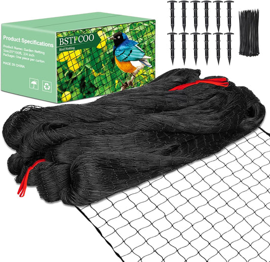 Bird Netting 25'x100' with 3/4" Mesh Nylon Chicken Net Roof Hawk,Poultry Netting for Chicken Run, Aviary Nettings Deer Fence Trellis Net