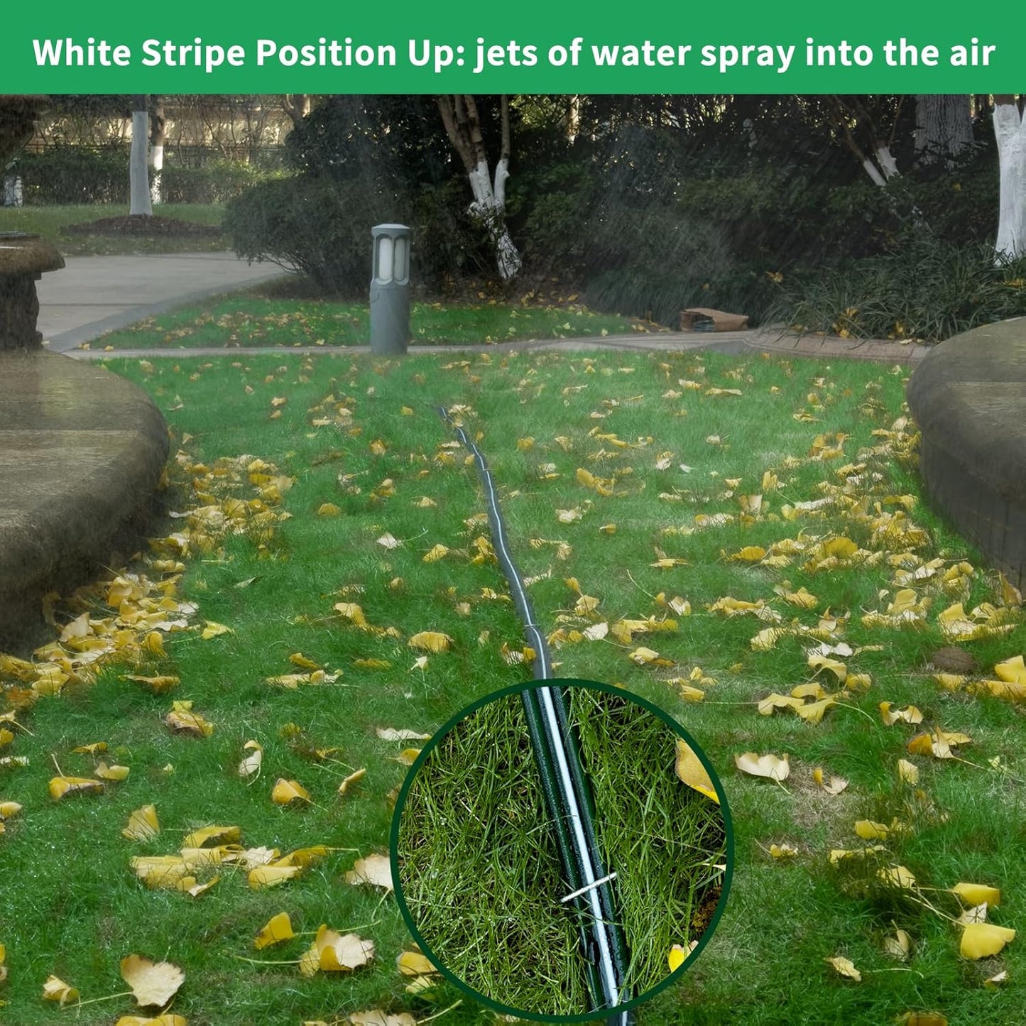 100 FT （50FT*2 Flat Sprinkler Hose for Lawn Watering Garden Soaker Hose with Holes, Heavy Duty Lightweight No-Kink Water Hose with Stakes, Irrigation Hose, Great Fun for Kids and Dog