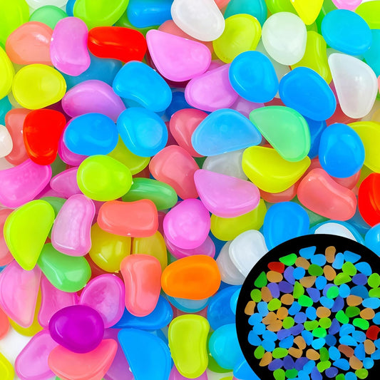 2.1LB 25-27mm Color Glow in The Dark Rocks Outdoor Decorative Stones Luminous Pebbles Glow Stones for Patio Landscaping Walkway Driveway Large Glowing Stones Garden Stones