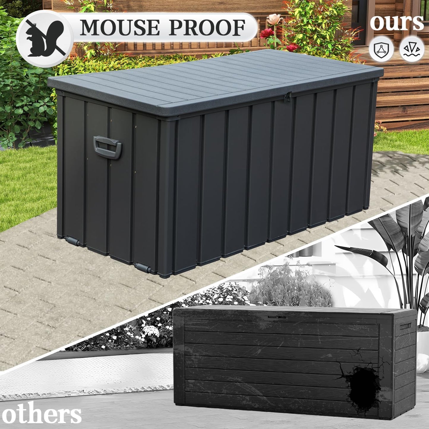 Domi 120-Gallon Outdoor Storage Box – Waterproof, Lockable Storage Cabinet with Resin Lid for Patio Furniture, Garden Tools & Pool Supplies – Large Metal Storage for Cushions, Toys & More