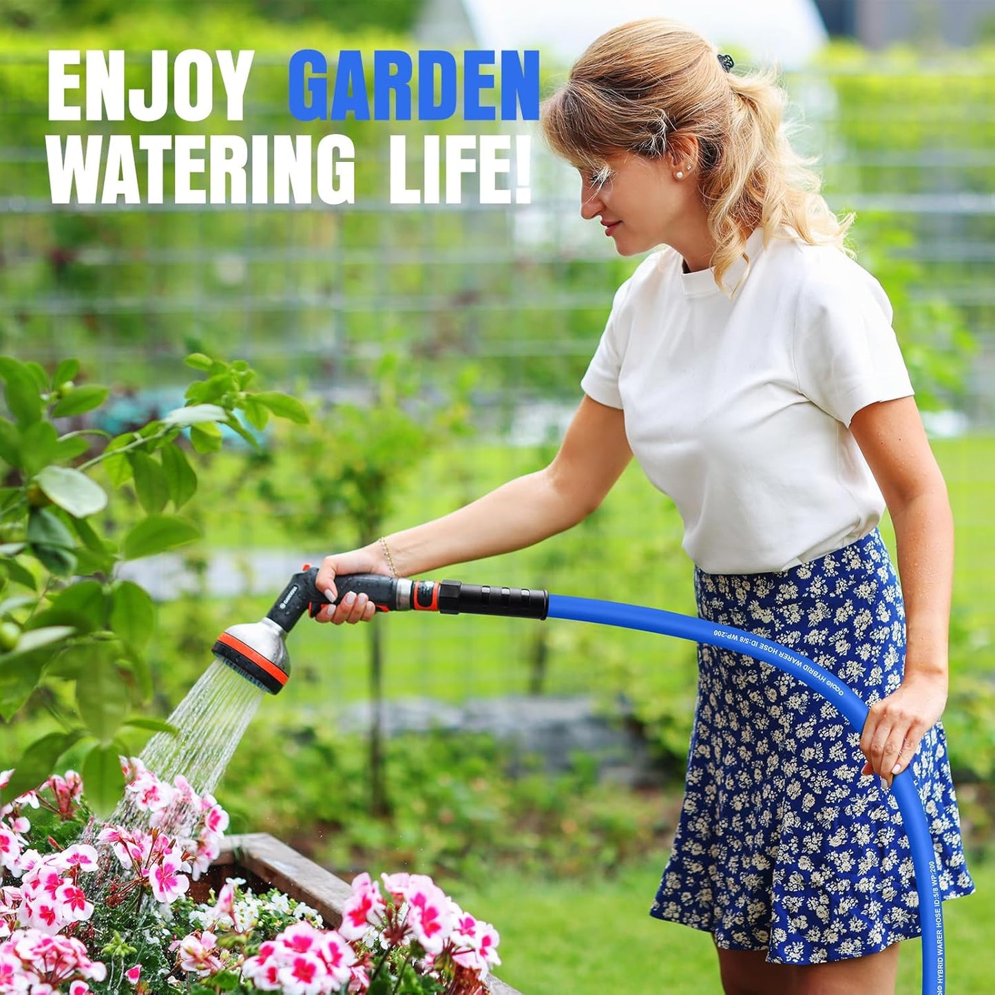 Heavy Duty Garden Hose 35 ft, Non-Expanding Flexible Water Hose, Kink Resistant Lightweight Hybrid Hose, Leakproof Hose Male to Female Fittings