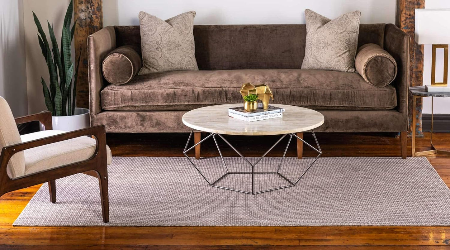 Unique Loom Collection Casual Transitional Solid Heathered Indoor/Outdoor Flatweave Area Rug (4' 1" x 6' 1" Rectangle, Beige/Ivory)