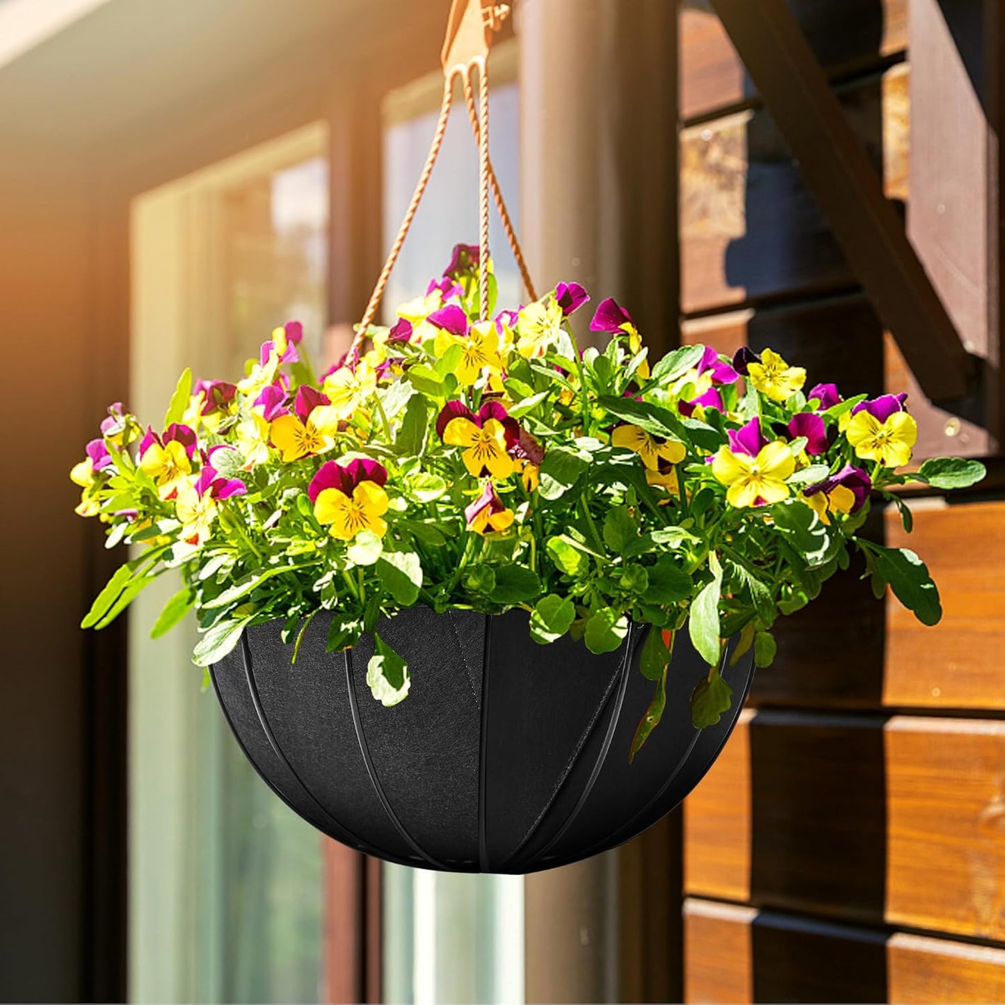 Adnee 2 Pcs 14 Inch Fabric Planter Basket Liner-Felt Flower Pot Liners-Hanging Plant Basket Fiber Insert for Garden Wall Hanging Planter Flower Vegetables(Round)