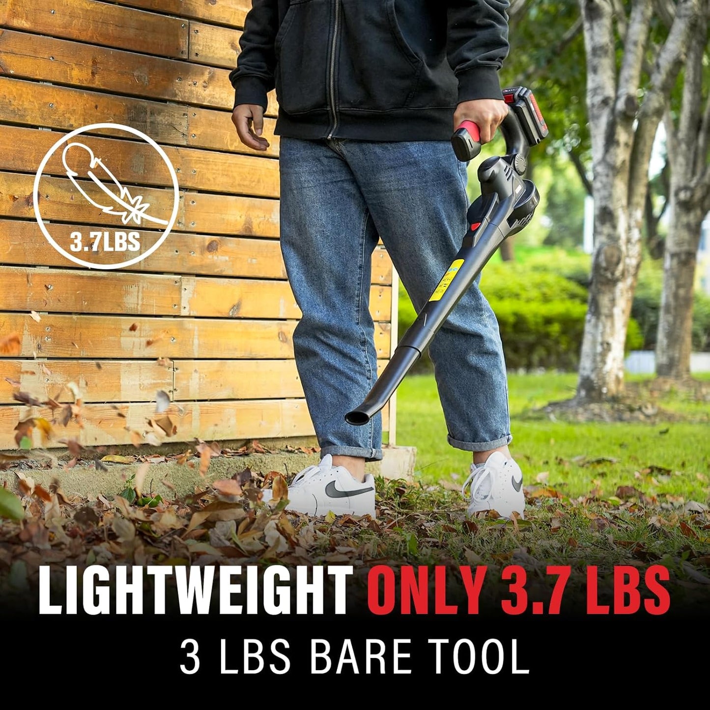 MZK Cordless Leaf Blower,20V Battery Powered Leaf Blower for Lawn Care, Electric Lightweight Mini Hand Blower(Battery & Charger Included) for Blowing Leaves, Patio Cleaning, Lawn Care and Dust