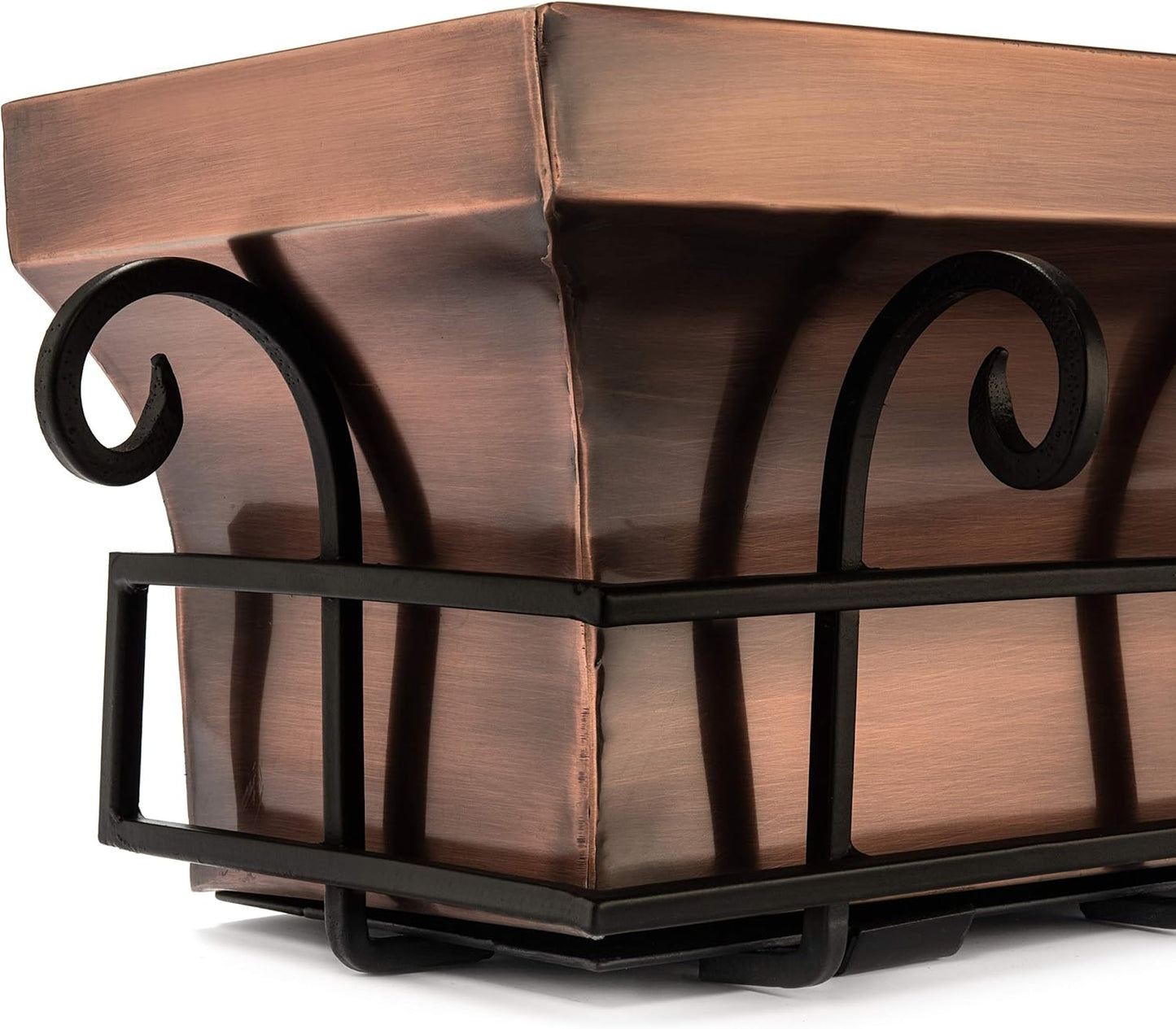 H Potter Window Planter Box Copper Outdoor Flower Plant Container for Windows Attach to House Deck Balcony Long Rectangular Shape 36 Inch Length