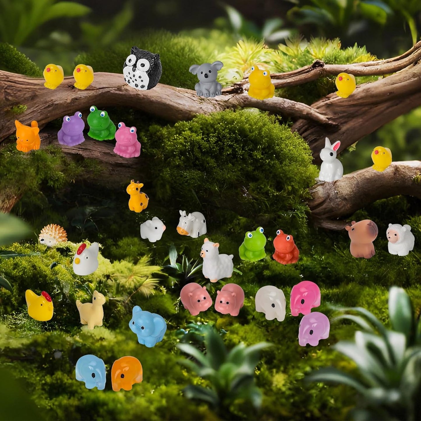 150 Pcs Mini Resin Animals, Miniature Animals to Hide Luminous Tiny Figurines Bulk Glow in The Dark Bulk for Fairy Garden Aquarium