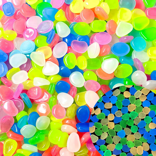 Glow in The Dark Rocks Outdoor Garden Pebbles Stones, 1.2Lbs Fish Tank Glow Rocks Resin Glowing Pebbles for Garden/Aquarium/Planter/Walkway/Driveway,Multi