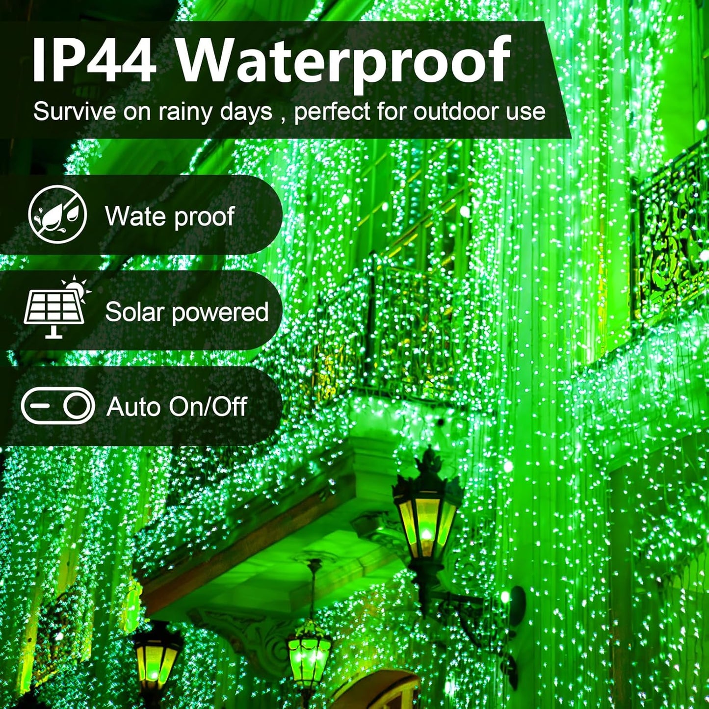 2 Pack 200 LED Solar String Lights St Patricks Day Decorations, 85.2ft 8 Modes Solar String Lights for Outside, Waterproof and Solar Powered Outdoor String Lights for Holiday Garden Tree Party (Green)