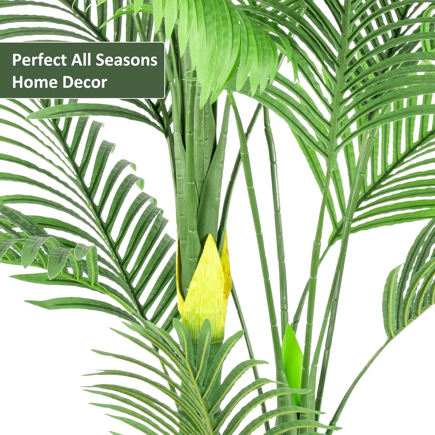 Artificial Fake Palm Tree 8FT 1Pack with White Planter & Free Moss, UV Resistant Artificial Palm Tree for Outdoors, Fake Plants for Poolside Home Room Decor, Faux Plants Outdoor Decor