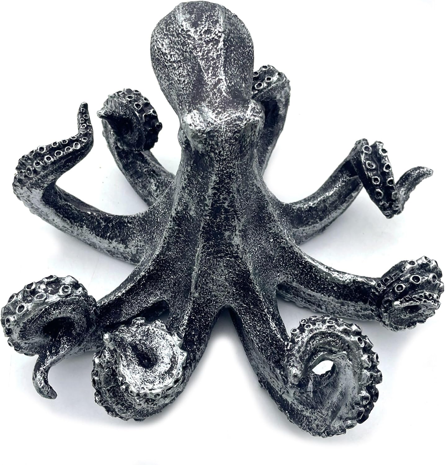 10 Inch Octopus Vintage Statue Sculpture Frgurine Gift for Home Office Living Room Desktop Display Decor Decorative (Silver)