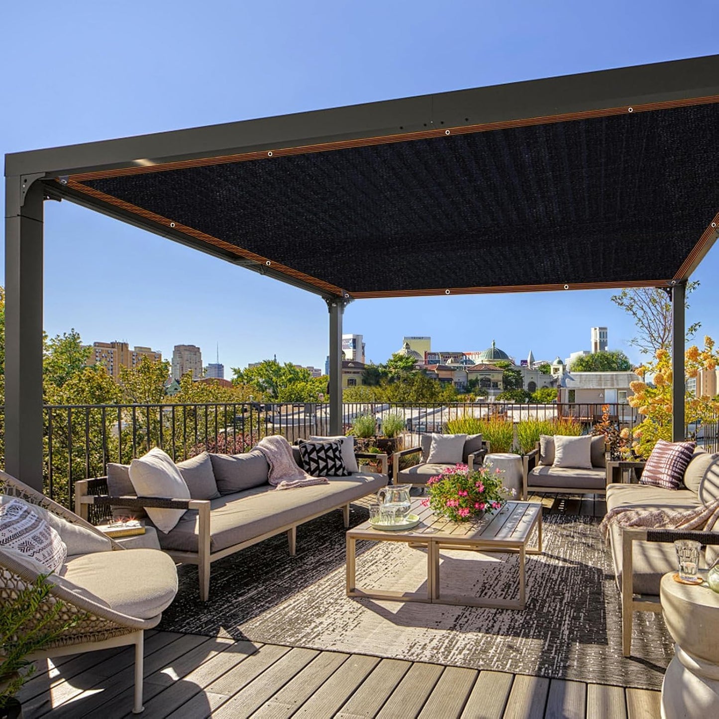 QLOFEI Shade Cloth for Patio, 80-90% Sunblock Shade Sails for Garden Pergola Outdoor, Sun Protection Screen with Grommets, Easier to Hang Neting Covers for Kennel Chicken Coop Lawn, 20x40 FT