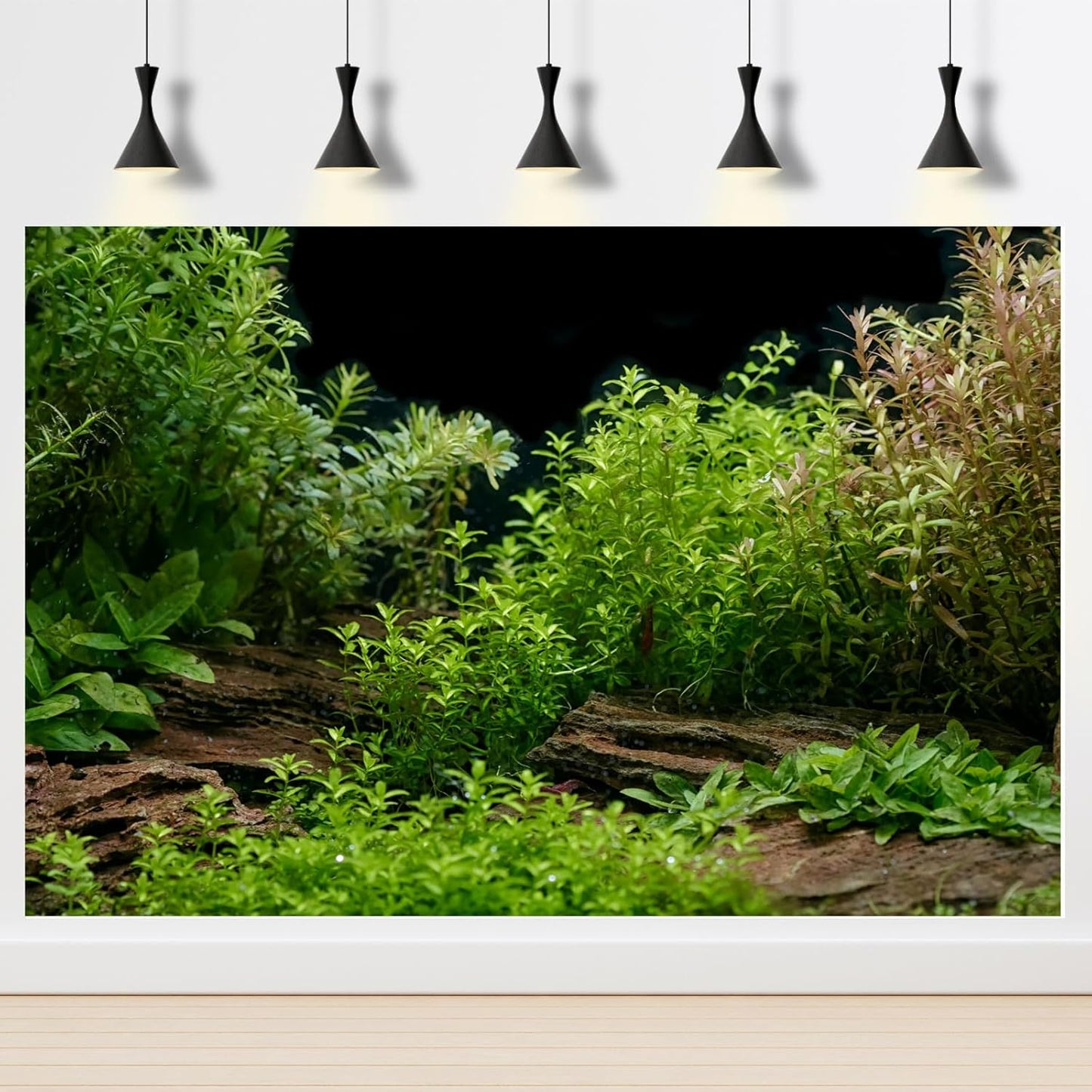 Aquarium Background Underwater Green Grass Leaves Stone Fish Tank Background Vivid Green Aquatic Plant Terrarium Backdrop Stone River Bed and Lake Fish Tank Wallpaper 30x12in