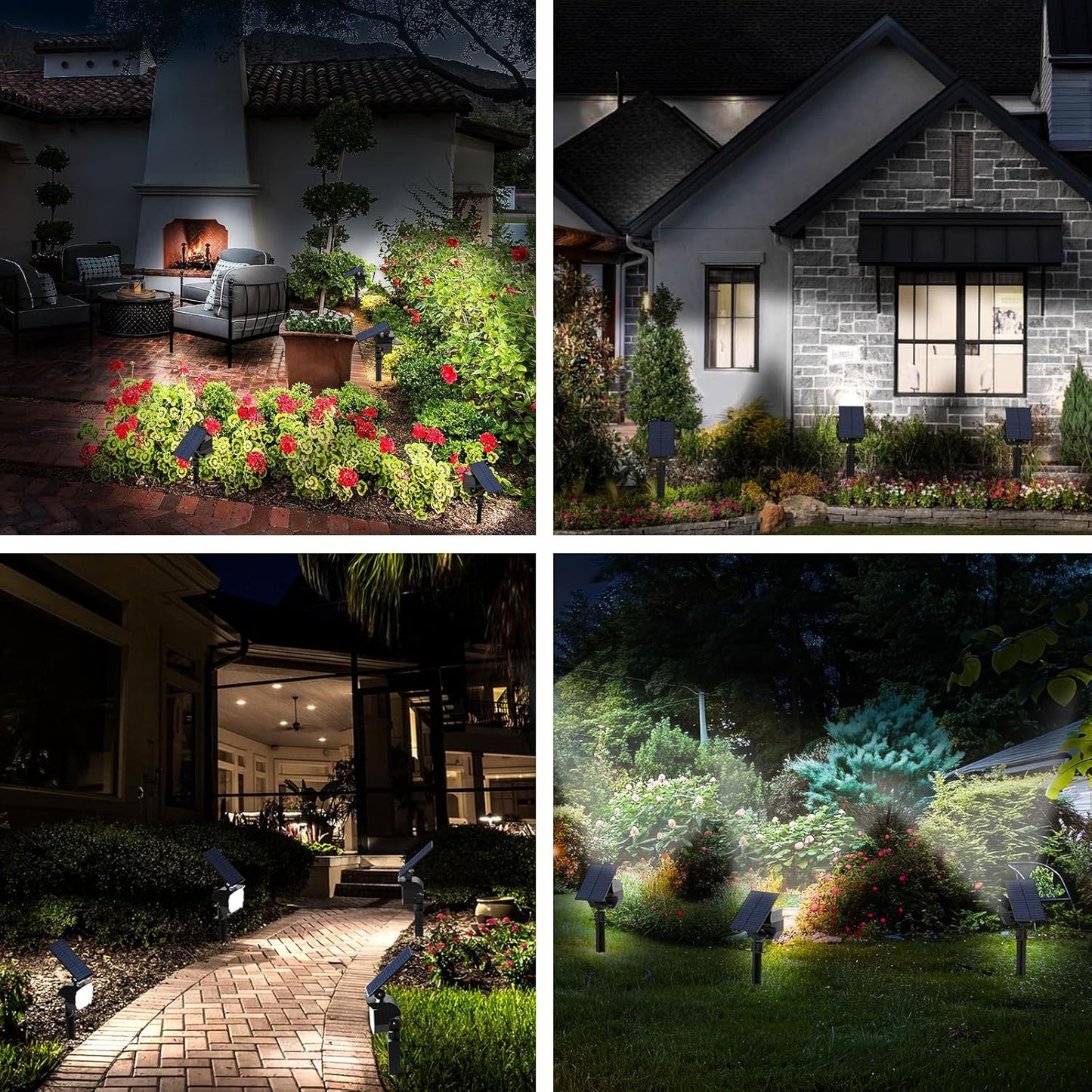 Solar Spot Lights Outdoor Waterproof IP67, 6 Pack - 50 LED Adjustable Solar Powered Landscape Spotlight with 3 Lighting Modes, Stake Light for Outside Yard Lawn Pathway Tree (Cool White)