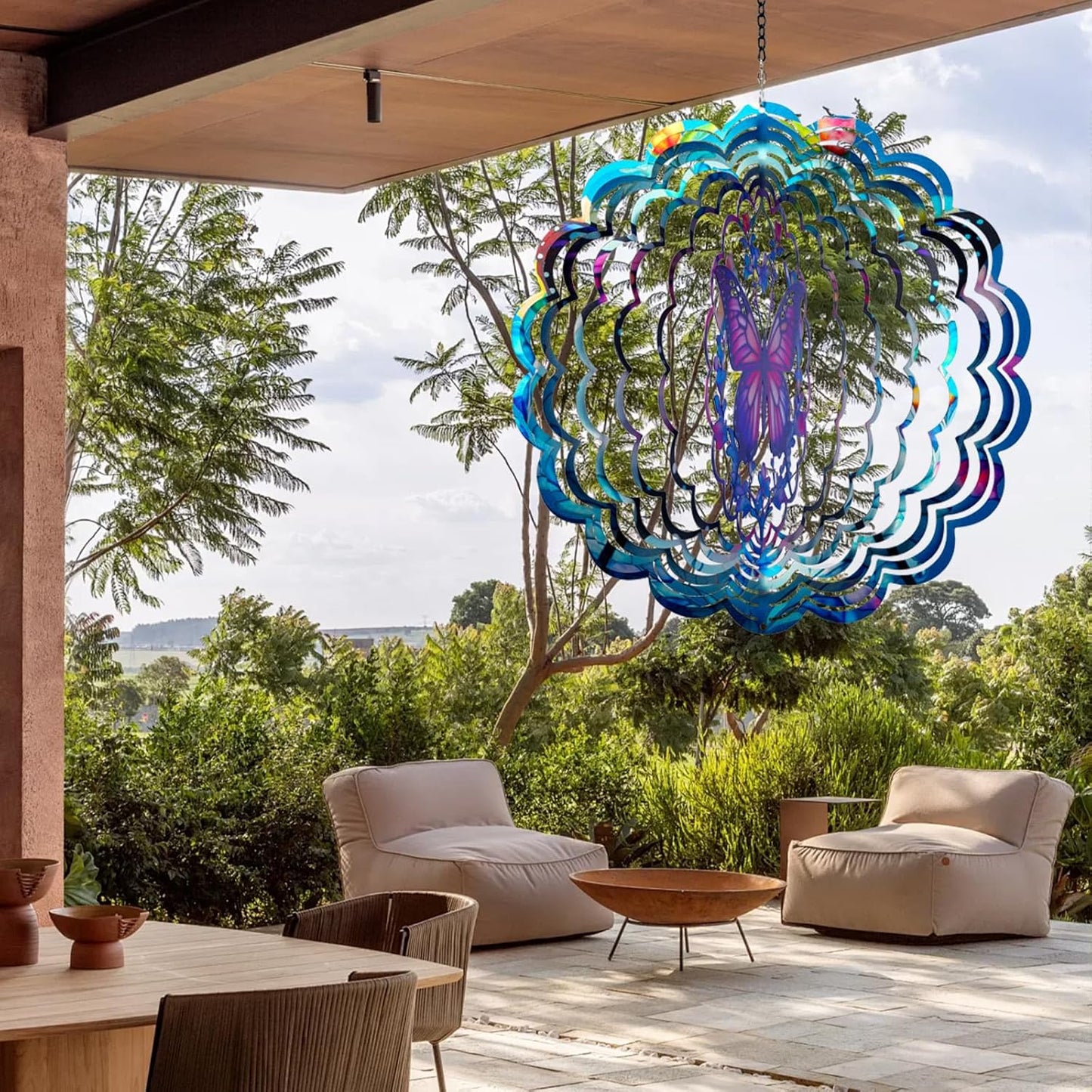 Butterfly Wind Spinners Outdoor - 12 inch Butterflies Outdoor Hanging Wind Sculptures Birthday Gifts for Women, Mom, Grandma, Gardening for Garden Decor for Outside, Patio, Yard, Lawn, Balcony