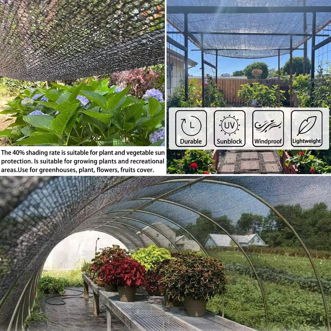 40% Black Shade Cloth,6x10 FT Durable Mesh Tarp with Grommets, Resistant Garden Sun Shade Netting, Shading Antifreezing for Pergola, Greenhouse, Plants Growing, Chicken Coop