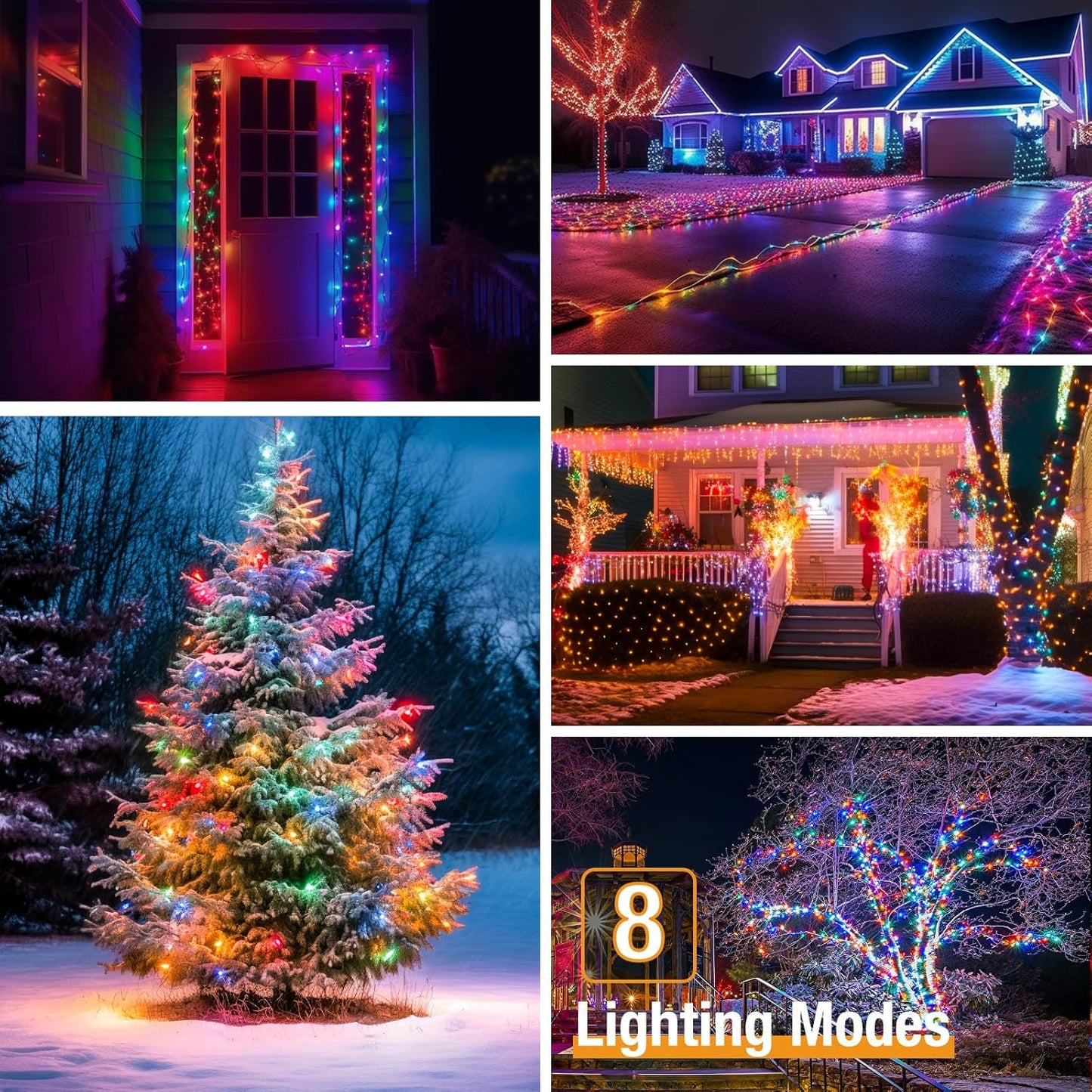 4 Pack Solar String Lights for Outside - 320LED 132FT Solar Fairy Lights Outdoor Waterproof 8 Modes, Copper Wire Solar Powered Twinkle Lights for Tree Garden Christmas Wedding Party Decor, Multicolor