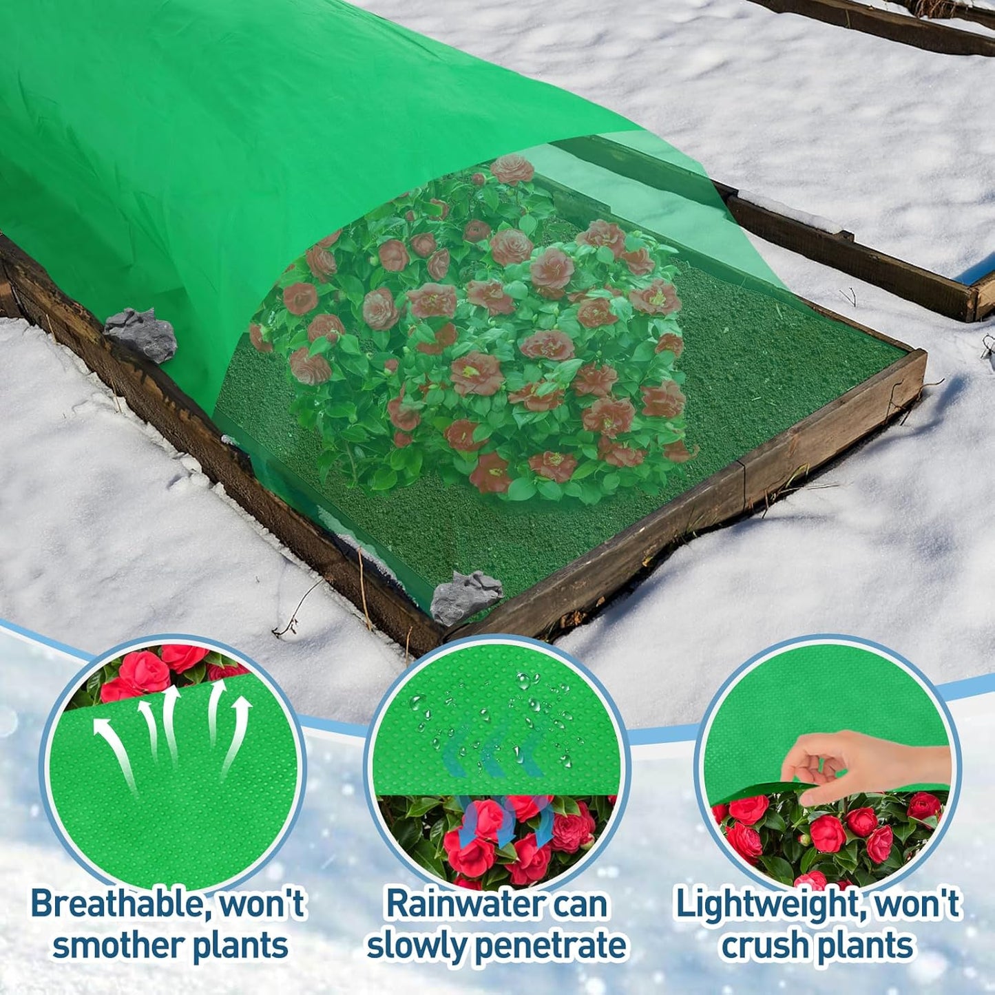 2.0oz/yd² Plant Covers Freeze Protection - 10 x 20 ft Easy of Use Green Winter Plant Frost Blanket Shield for Raised Beds, Reusable Garden Fabric Cloth Floating Row Cover for Outdoor Plants, Small