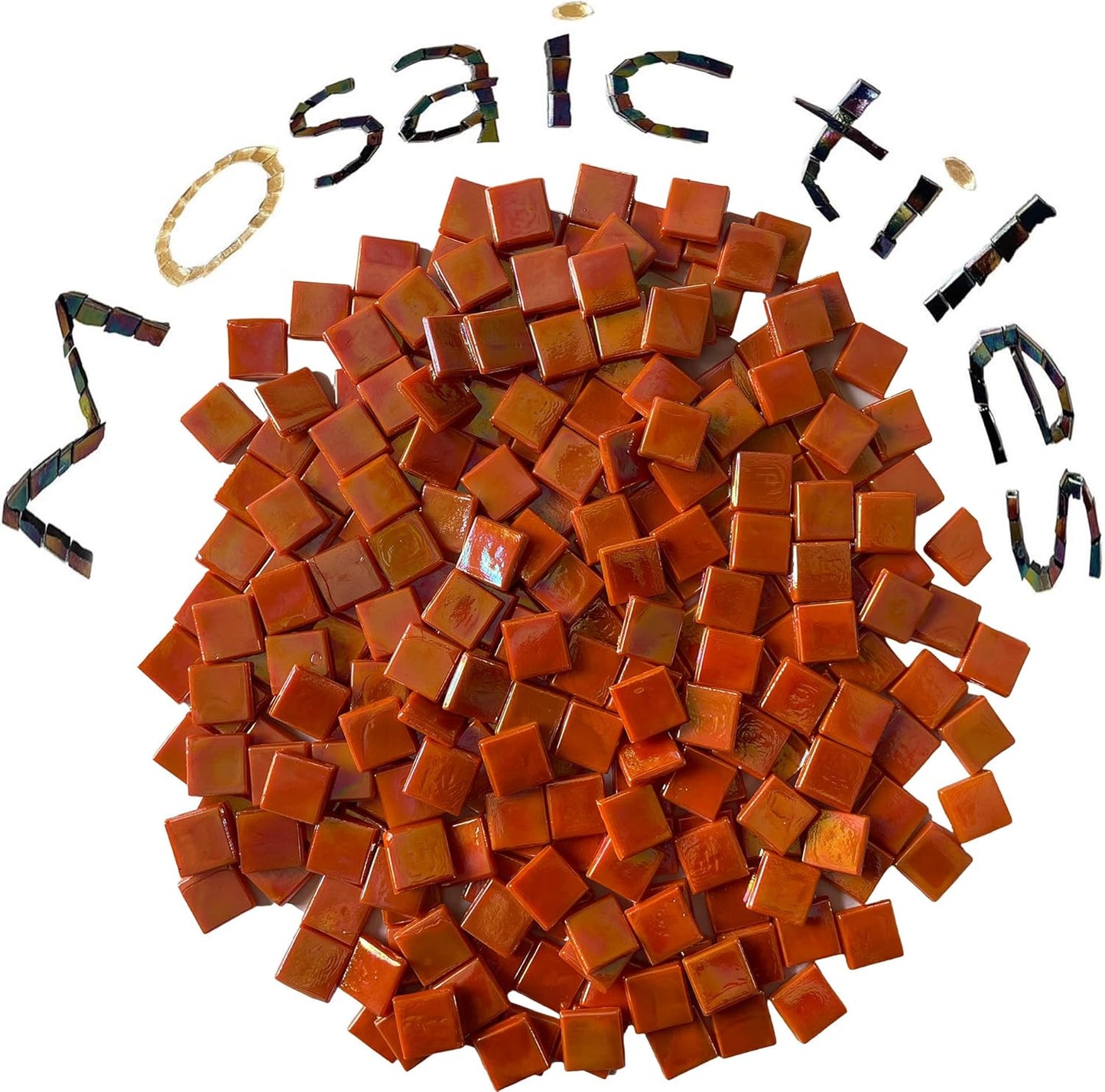 SMEIINIK 1.1lb/500g Iridescent Glass Mosaic Tiles for Crafts, Art & DIY Projects, Stained Glass Pieces, Mosaic Materials (WJ95-10)