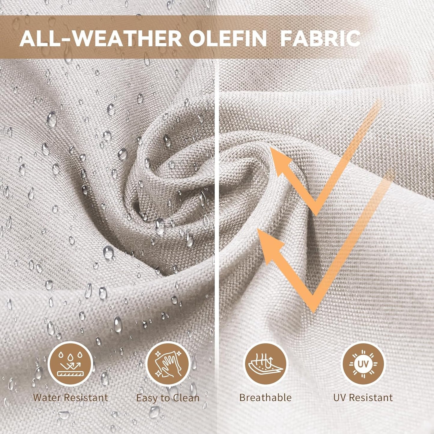 Patio Furniture Wicker Outdoor Conversation Set, 6-Piece All Weather Patio Furniture Rattan Rocking Sets w/Removable Cushions & Ottomans, Bistro Set for Backyard, Balcony, Deck, Beige