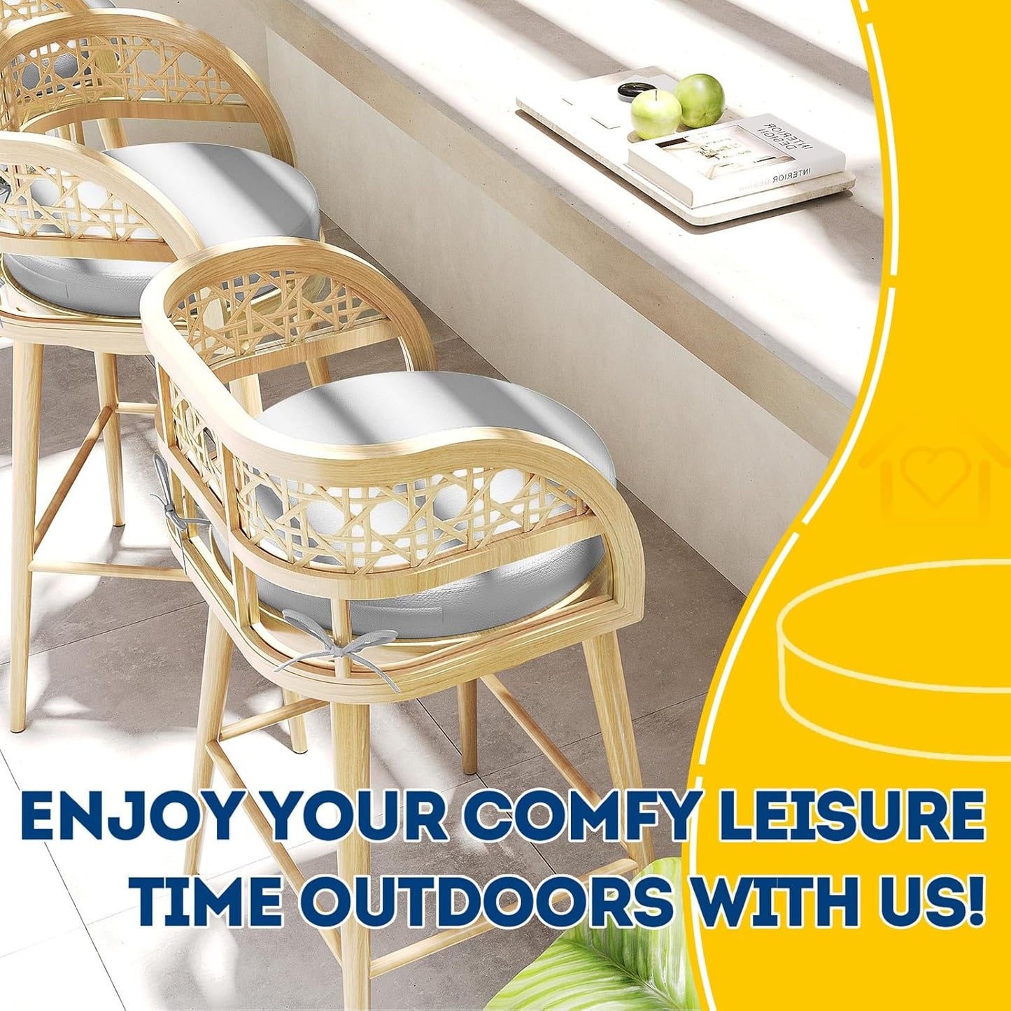 AAAAAcessories Outdoor Seat Cushions for Chairs, Waterproof, Fade-Resistant Patio Furniture Replacement Cushions, 15" x 15" x 2", Set of 2, Gray