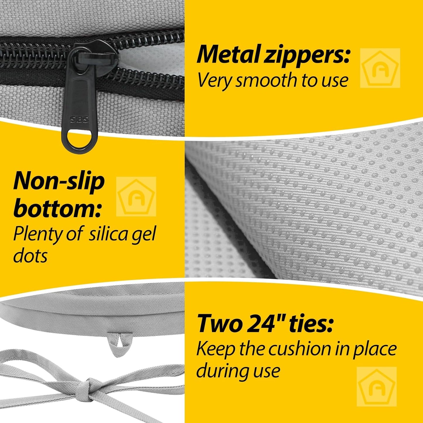 AAAAAcessories Outdoor Seat Cushions for Chairs, Waterproof, Fade-Resistant Patio Furniture Replacement Cushions, 15" x 15" x 2", Set of 2, Gray