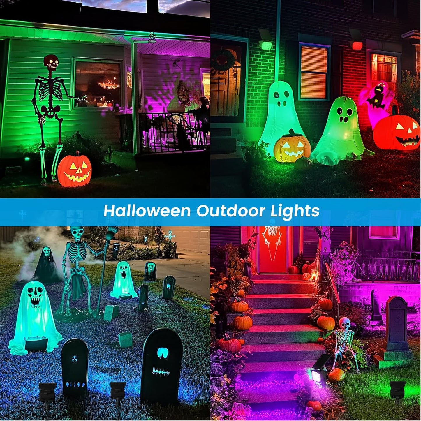 VOLISUN Solar Landscape Spotlights Adjustable Outdoor, Uplights Solar Waterproof IP67, Spot Lights Solar Powered for House,Tree,27 LED with 6 Colors Changing(12 Pack- RGB)