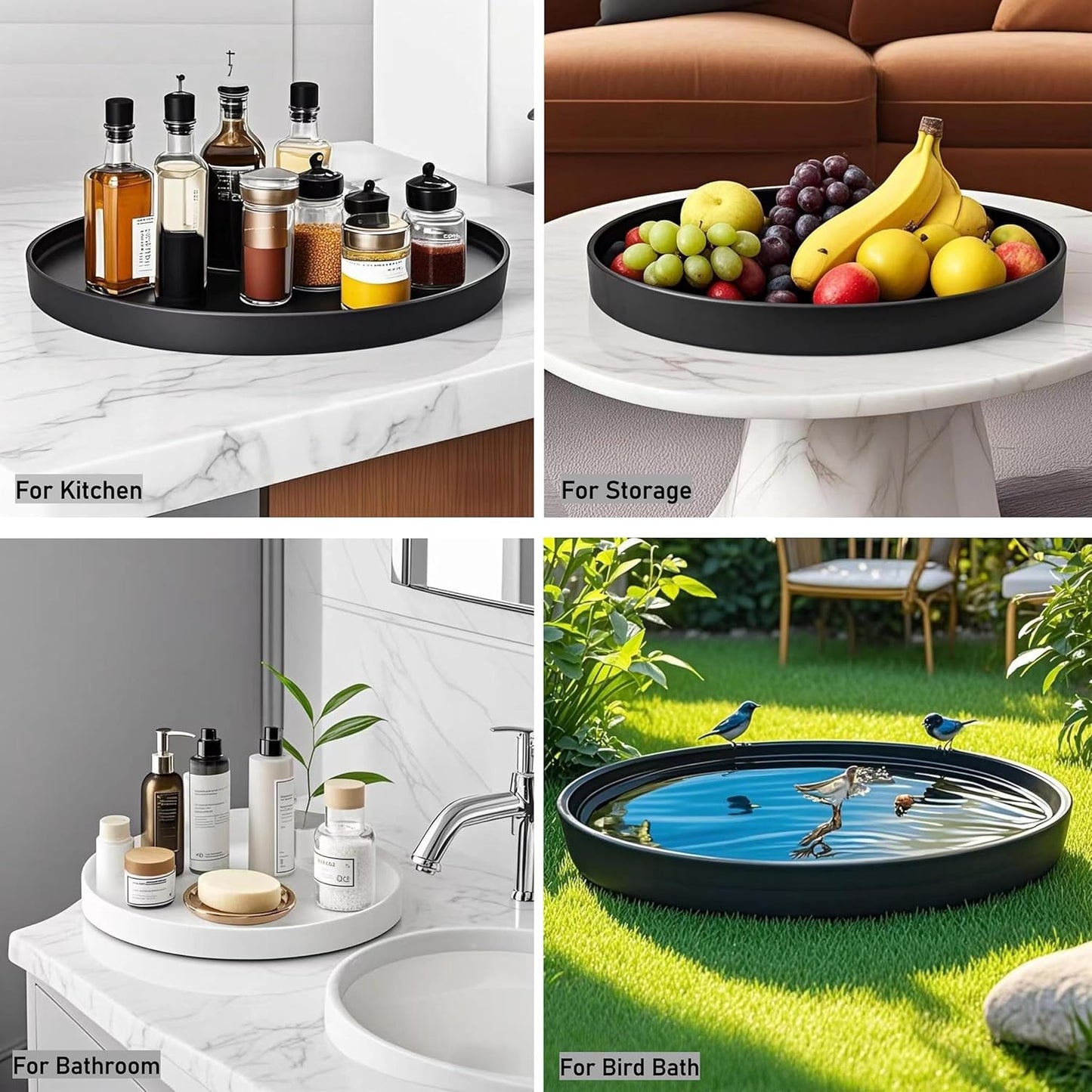 Ceramic Plant Saucer Pot Tray 12 Inch, Planter Saucers 4 5 6 7 8 9 10 11 12 Inch for Indoors Outdoor, Durable Sturdy Flower Drainage Tray for Glazed Pots Base (12.5 Inch-Black)