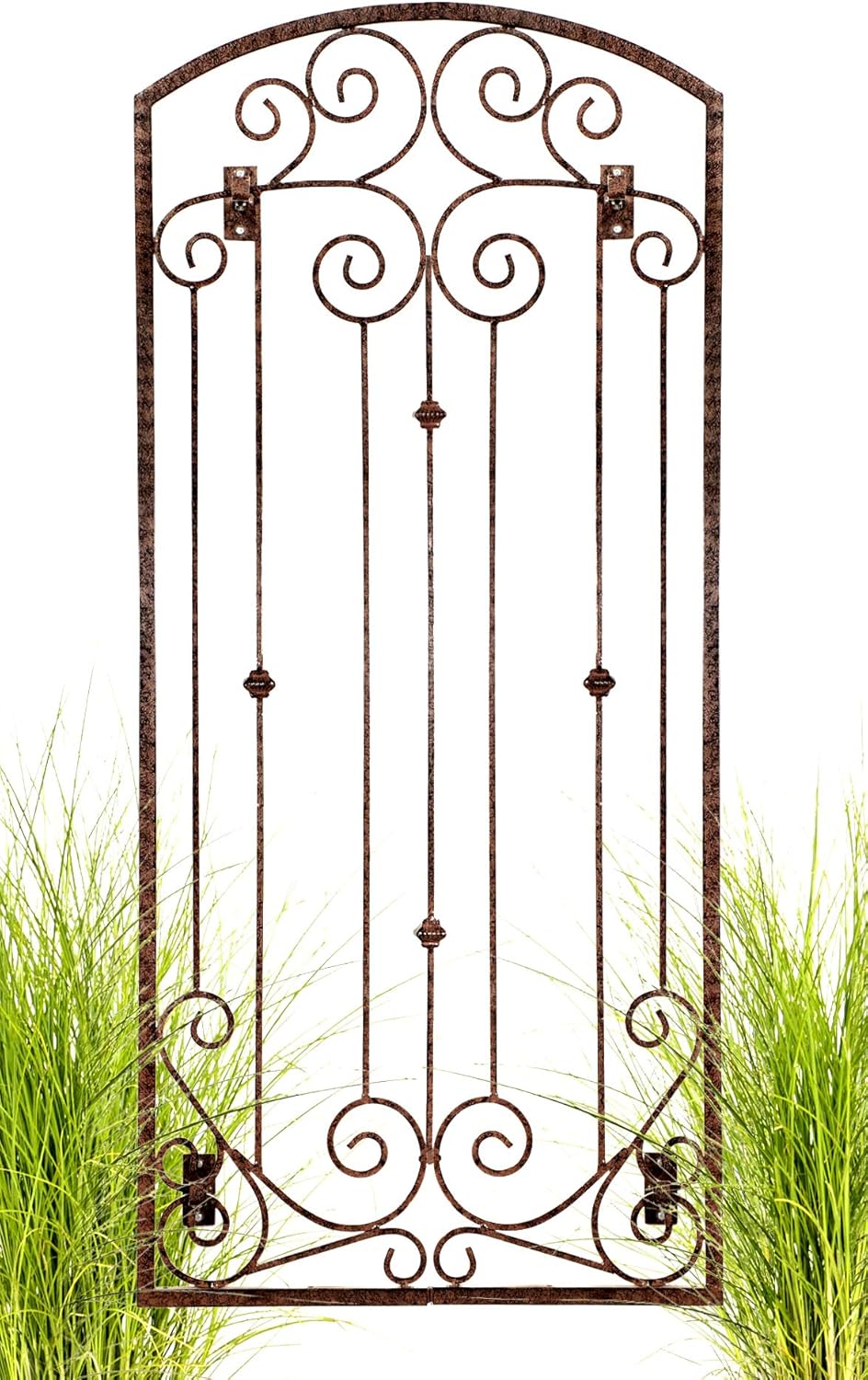 H Potter Garden Metal Wall Art or Trellis for Climbing Plants Outdoor Panel Roses Vines Privacy Includes Brackets for Hanging