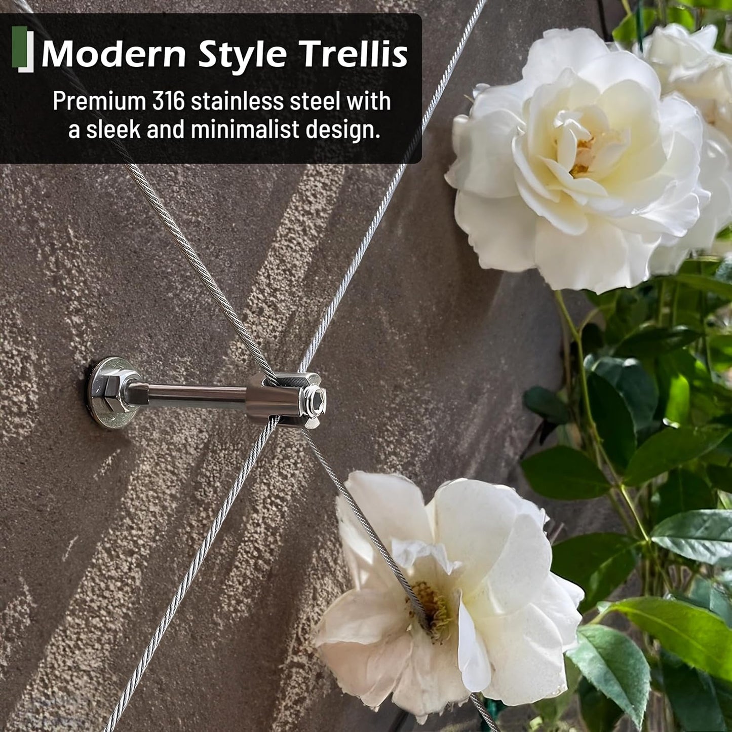 Wire Trellis for Climbing Plants Outdoor, 20-Set Wall Wire Trellis Kit with 5/64"(2mm) x 98ft Stainless Steel Cable & Cutter, T316 Espalier System for Fence and Garden DIY Projects