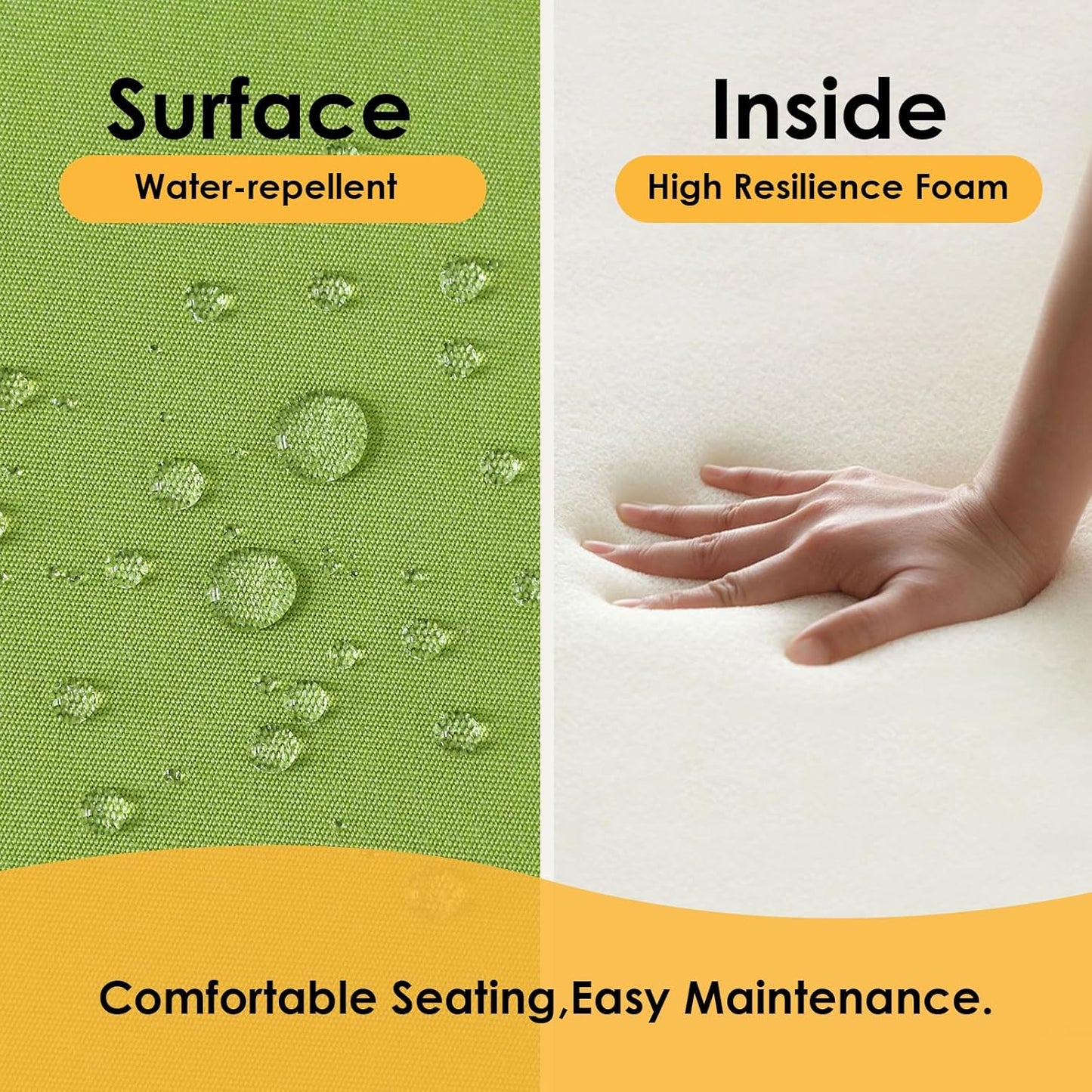 Outdoor Sunbrella Square Corner Seat Cushion, 18.5"x16"x3", Set of 4, Non Slip Seat Cushion Pads with Removable Cover for Patio Furniture, Garden Yard Lawn, Canvas Ginkgo