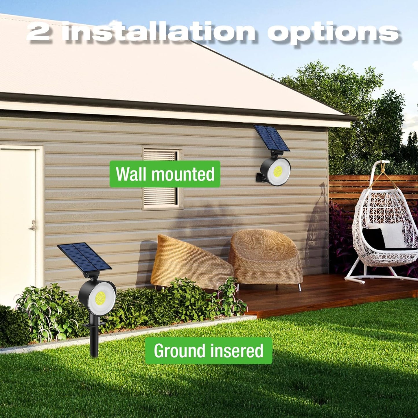 nipify 2 Pack Solar Spot Lights Outdoor Waterproof with 3 Modes, Solar Spotlight Light for Outside Yard Landscape Lighting Pathway Lights Wall, Cool White