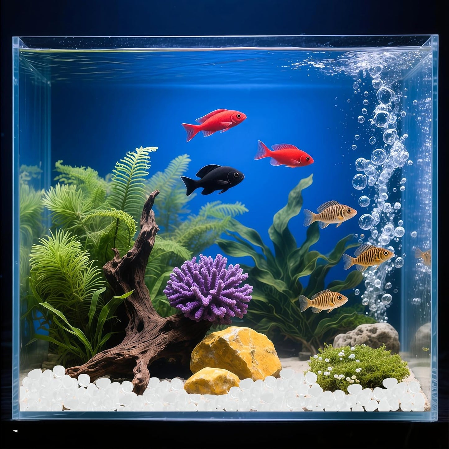 Glow in The Dark Fish Tank Rocks,Glowing Rocks Stones Resin Glow in Dark Pebbles for Outdoor Garden, Fish Tank, Aquarium, Landscaping,Driveway Decoration,White 2.2 Lb